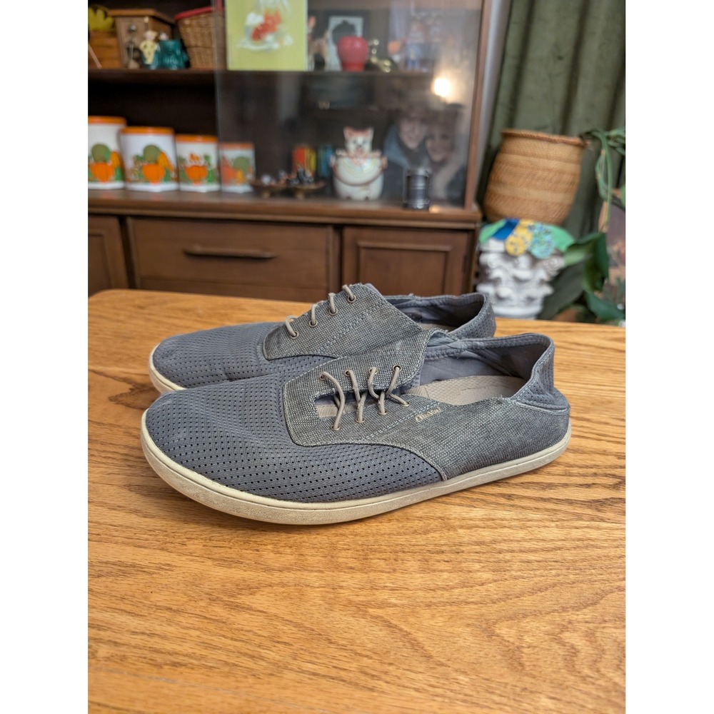 Olukai Nohea Mesh Grey Slip On Sneakers Mens 9.5 Drop In Heel Casual Shoes